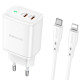 Сетевое зарядное устройство Borofone BN9 2xUSB-C (35W · 3A) с кабелем Type-C – Lightning (White)