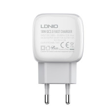Сетевое зарядное устройство LDNIO A1306q USB-A (18W · 3A) с кабелем USB-A – Type-C (White)