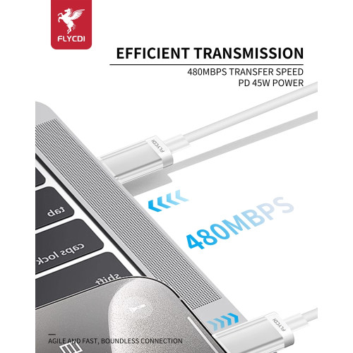 Кабель FLYCDI FLK005 Type-C – Type-C (1 м · 45W · 6A) (White)