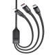 Кабель Hoco U104 Ultra charging 3-в-1 USB-A – Lightning/Micro-USB/Type-C (1.2 м · 66W · 6A) (Black)