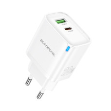 Сетевое зарядное устройство Borofone BA83A USB-A+USB-C (20W · 3A) (White)
