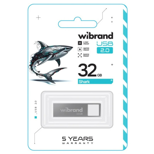 Флешка Wibrand Shark 32GB USB 2.0 (Silver)
