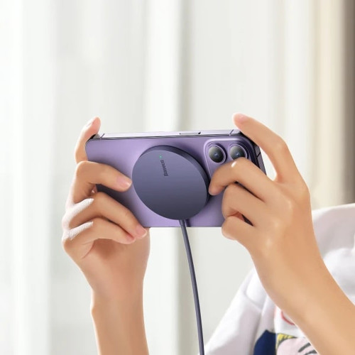 Беспроводное зарядное устройство Baseus Simple Mini3 Magnetic Wireless Charger (15W) (Purple)