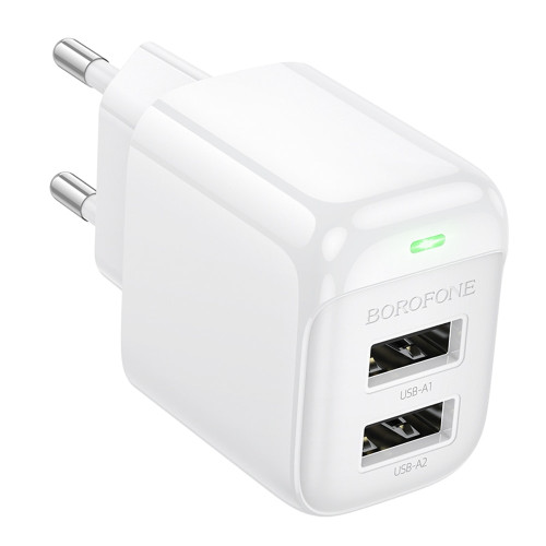 Сетевое зарядное устройство Borofone BAS41A 2xUSB-A (10.5W · 2.1A) (White)