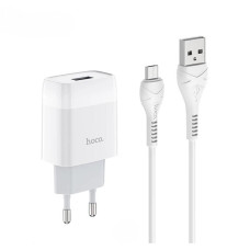 Сетевое зарядное устройство Hoco C72A USB-A (10.5W · 2.1A) с кабелем USB-A – Micro-USB (White)