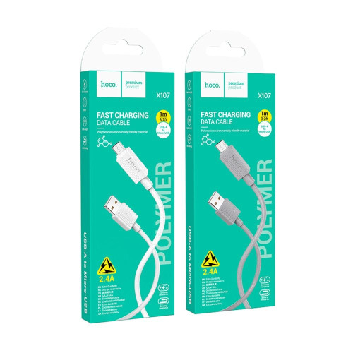 Кабель Hoco X107 USB-A – Micro-USB (1 м · 12W · 2.4A) (White)