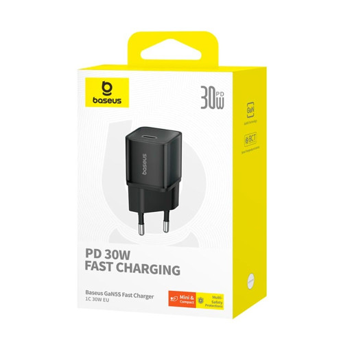 Мережевий зарядний пристрій Baseus GaN5S Fast Charger USB-C (30W · 3A) (P10162504113) (Black)