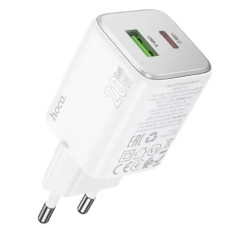 Сетевое зарядное устройство Hoco N41 USB-A+USB-C (20W · 3A) (White)