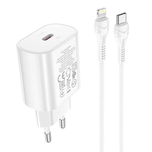 Сетевое зарядное устройство Hoco N22 (25W) с кабелем Type-C – Lightning (White)