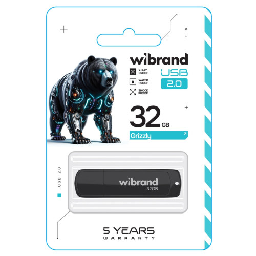 Флешка Wibrand Grizzly 32GB USB 2.0 (Black)