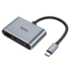 Переходник Hoco HB29 2в1 Type-C – HDMI (F) VGA (F) 0.15 м (Silver)