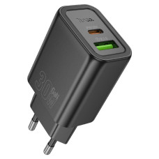 Сетевое зарядное устройство Hoco N63 USB-A+USB-C (30W · 3A) (Black)