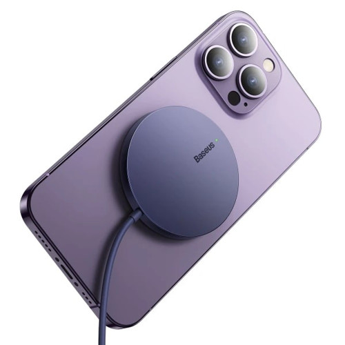 Беспроводное зарядное устройство Baseus Simple Mini3 Magnetic Wireless Charger (15W) (Purple)