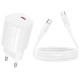 Сетевое зарядное устройство Borofone BA103A USB-C (20W · 3A) с кабелем Type-C – Type-C (White)
