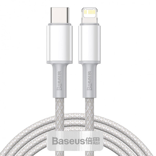 Кабель Baseus High Density Braided Type-C – Lightning PD (2 м · 20W · 2.4A) (White)