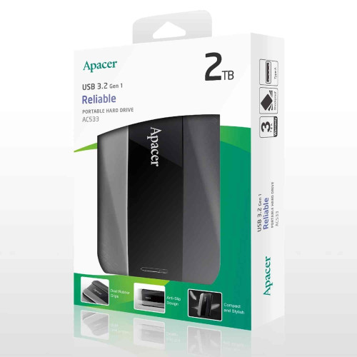 Зовнішній жорсткий диск Apacer AC533 2TB 2.5 USB 3.2 Gen 1 (Black)