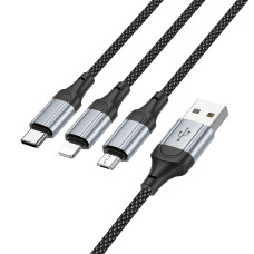 Кабель Hoco X102 3-в-1 USB-A – Lightning/Type-C/Micro-USB (1 м · 12W · 2.4A) (Black)