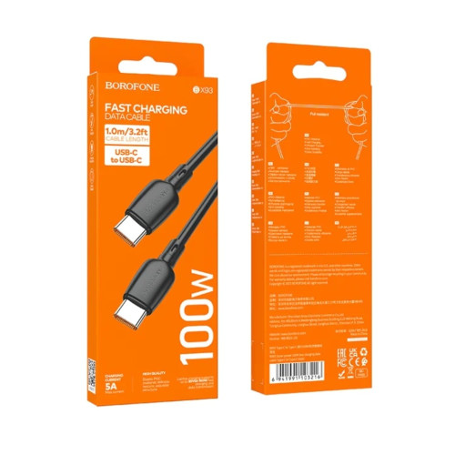 Кабель Borofone BX93 Type-C – Type-C (1 м · 100W · 3A) (Black)