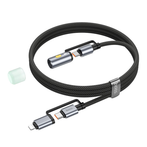 Кабель Hoco U138 Type-C – Type-C and Lightning с фонариком (1.2 м · 60W · 3A) (Black)
