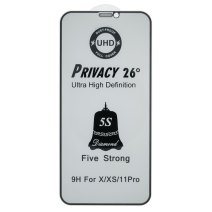 Защитное стекло 5S UHD Privacy 26° для Apple iPhone 11 Pro (Full Glue) (Black)