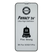 Защитное стекло 5S UHD Privacy 26° для Apple iPhone Xs (Full Glue) (Black)