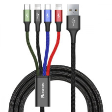 Кабель Baseus Fast 4in1 Cable (USB-A to Lightning(2)+USB-A to Type-C+Micro) (1.2 м · 18W · 3.5A) (CA1T4-A01) (Black)