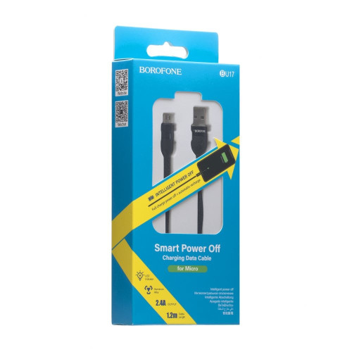 Кабель Borofone BU17 Starlight USB-A – Micro-USB (1.2 м · 12W · 2.4A) (Black)