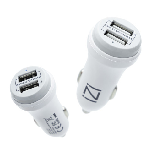 Автомобильное зарядное устройство іЗі LC-12 2xUSB-A (24W · 4.8A) (White)