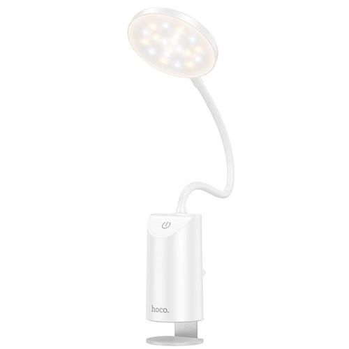 Настольная лампа на прищепке Hoco HX10 с аккумулятором 1200 mAh (White)