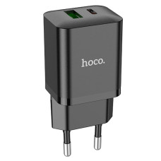 Мережевий зарядний пристрій Hoco N28 USB-A+USB-C (20W · 3A) (Black)