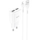 Сетевое зарядное устройство Hoco C88A 2xUSB-A (12W · 2.4A) с кабелем USB-A – Lightning (White)