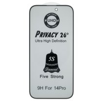 Защитное стекло 5S UHD Privacy 26° для Apple iPhone 14 Pro (Full Glue) (Black)