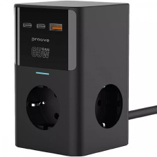 Мережевий фільтр Proove Power Cube на 3 розетки (65W · USB-A+2xUSB-C · 1.5 м) (Black)