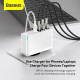Сетевое зарядное устройство Baseus GaN5 Pro USB-A+2xUSB-C (140W · 5A) с кабелем Type-C – Type-C (CCGP100202) (White)