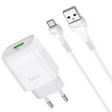 Мережевий зарядний пристрій Hoco C72Q USB-A (18W · 3A) з кабелем USB-A – Micro-USB (White)