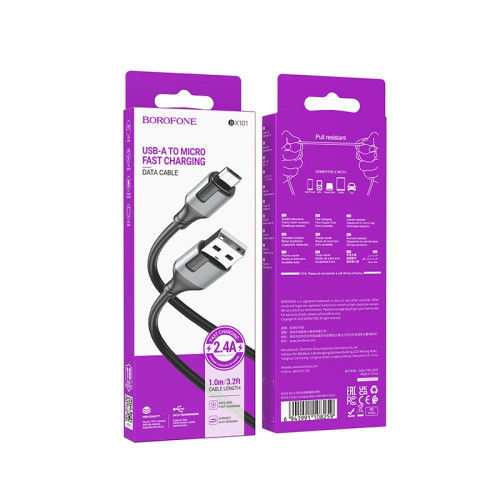 Кабель Borofone BX101 Creator USB-A – Micro-USB (1 м · 12W · 2.4A) (Black)