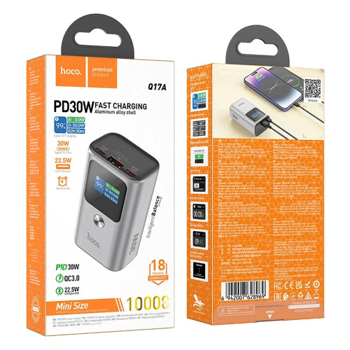 Повербанк Hoco Q17A PD30W+QC (10000 mAh) (Silver)