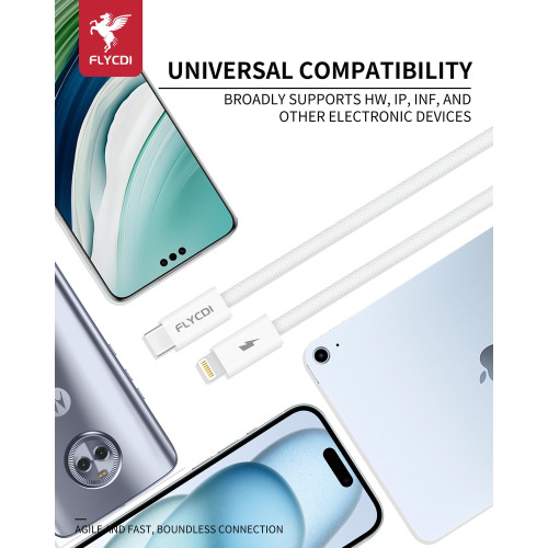 Кабель FLYCDI FLK006 Type-C – Type-C (1 м · 25W · 3A) (White)