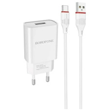 Сетевое зарядное устройство Borofone BA20A USB-A (10.5W · 2.1A) с кабелем USB-A – Type-C (White)