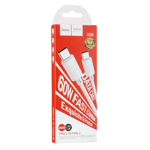Кабель Hoco X88 Type-C – Type-C (1 м · 60W · 3A) (White)