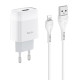 Сетевое зарядное устройство Hoco C72A USB-A (10.5W · 2.1A) с кабелем USB-A – Lightning (White)