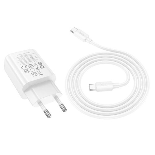 Сетевое зарядное устройство Hoco N60 USB-C (20W · 3A) с кабелем Type-C – Type-C (White)