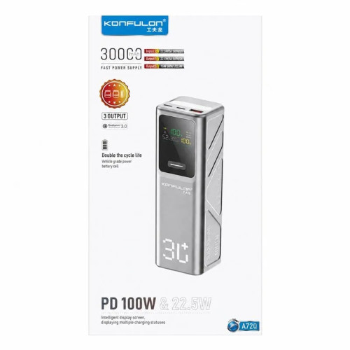 Повербанк Konfulon A72Q 100W (30000 mAh) (Silver)