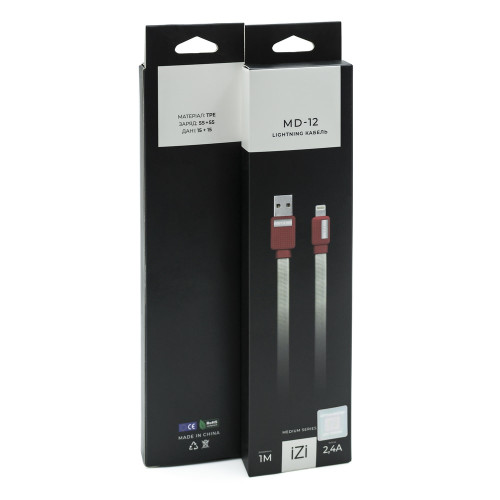Кабель іЗі MD-12 USB-A – Lightning (1 м · 12W · 2.4A) (White)