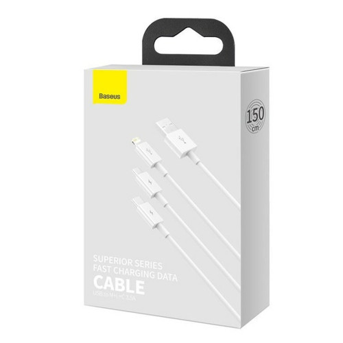 Кабель Baseus Superior Series 3-в-1 (1.5 м · 18W · 3.5A) (White)
