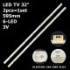 Пряма підсвітка для телевізора Daewoo 32″ 32JL4 (2 планки по 595 мм, 6 LED, лінза 15,5 мм, 3 В)