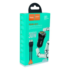Автомобильное зарядное устройство Hoco NZ5 USB-A+USB-C (30W · 3A) с кабелем Type-C – Lightning (Black)