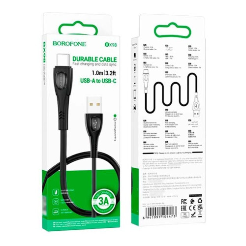 Кабель Borofone BX98 USB-A – Type-C (1 м · 15W · 3A) (Black)
