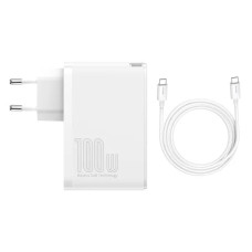 Сетевое зарядное устройство Baseus GaN5 Pro USB-A+2xUSB-C (140W · 5A) с кабелем Type-C – Type-C (CCGP100202) (White)