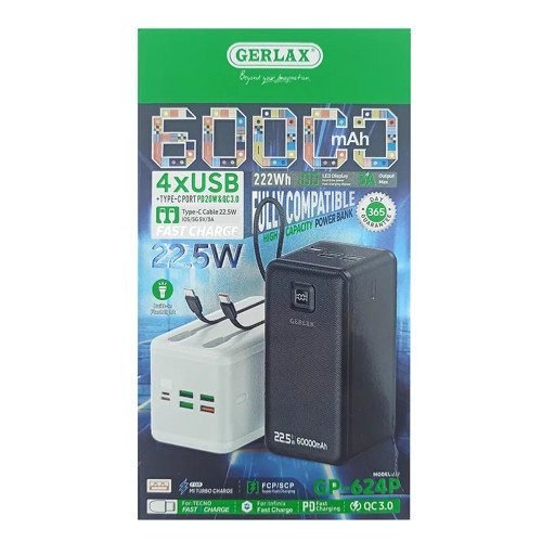 Повербанк Gerlax GP-624P 22.5W (60000 mAh) (Black)